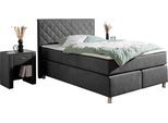 Boxspringbett HOME AFFAIRE "Bernard, in verschiedenen Breiten", grau (anthrazit), B:148cm L:208cm, Komplettbetten, Boxspringbett, inkl. Topper, Matratze in H2, H3 oder H4 erhältlich