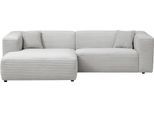 Polsterecke HOME AFFAIRE "BAKELS, Ecksofa-Set mit Hocker, L-Form mit Schlaffunktion", grau (hellgrau), B:267cm H:66cm T:163cm, Sofas, Polsterecke, Ecksofa-Set (incl. Hocker) im trendigen Megacord