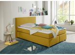 Boxspringbett HOME AFFAIRE "Eliana", gelb (curry), B:147cm L:210cm, Komplettbetten, Boxspringbett, inkl. Topper, in 4 Breiten, 3 Matratzenarten und 2 Härtegraden