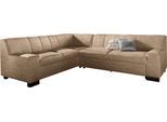 Ecksofa DOMO COLLECTION "Norma, moderne Armlehnen, zeitlos und elegant, Breite 247cm, L-Form", braun (café), B:247cm H:74cm T:212cm, Microfaser PRIMABELLE (100% Polyester);Kunstleder SOFTLUX;Struktur (90% Polyester, 10% Polyacryl);NaturLEDER (echtes Rindsleder), Sofas, Ecksofa, wahlweise mit Bettfunktion