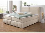 Boxspringbett HOME AFFAIRE "Wehma", beige, B:170cm L:213cm, Struktur fein (100% Polyester), Komplettbetten, Boxspringbett, inkl. Topper in 3 verschiedenen Matratzen, auch in Samtstoff