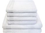 Handtuch Set DYCKHOFF "Gloss", weiß, 6 Stk., Walkfrottier, Walkfrottier, Obermaterial: 100% Baumwolle, Handtuch-Sets, Handtuch Set, 4 Handtücher (50x100cm), 2 Duschtücher (70x140cm)