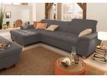 Ecksofa HOME AFFAIRE "Lyla fester Sitzkomfort, bequeme Armlehnen, Breite 279cm, L-Form", grau (stone), B:279cm H:81cm T:170cm, Sofas, Ecksofa, mit Recamiere, wahlweise mit Rückenfunktion und zusätzlich mit Bett