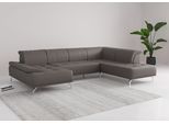 Wohnlandschaft HOME AFFAIRE "Caluna", braun (mocca), B:334cm H:81cm T:235cm, Sofas, Wohnlandschaft, Inkl.Sitztiefenverstellung, wahlweise mit Kopf- und Armteilverstellung