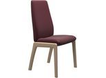 Polsterstuhl STRESSLESS "Laurel", rot (bordeaux batick, walnuss), B:57cm H:105cm T:60cm, Leder BATICK: BATICK ist ein leicht korrigiertes, durchgefärbtes und genarbtes Möbelleder, bei dem die meisten Unebenheiten und Spuren in der Regel entfernt wurden., Stühle, Polsterstuhl, High Back, Größe L, mit abgerundeten Beinen in Walnuss