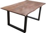 Esstisch HOME AFFAIRE "Soho", schwarz (natur, schwarz), B:160cm H:77cm T:90cm, Tische, Esstisch, mit vollmassiver Akazienholzplatte mit Baumkante
