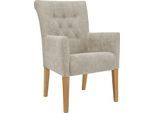 Esszimmerstuhl HOME AFFAIRE "King", beige (creme, natur), B:60cm H:92cm T:65cm, Polyester, Stühle, Esszimmerstuhl, Armlehnstuhl mit Knopfheftung, Polsterstuhl