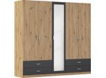Drehtürenschrank RAUCH "Kleiderschrank Schrank Garderobe Wäscheschrank BORBONA", grau (eiche artisan, graumetallic), B:226cm H:210cm T:54cm, Holzwerkstoff, Schränke, Drehtürenschrank, in 2 Breiten, mit Spiegel und vielen Farbkombinationen MADE IN GERMANY
