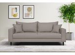 3-Sitzer HOME AFFAIRE "VEYRAS, hoher Sitzkomfort, Maße B/T/H: 212/84/76 cm", grau (taupe), B:212cm H:76cm T:84cm, 100% Polyester, Sofas, 3-Sitzer, mit Wellenunterfederung, incl. Rückenkissen und Zierkissen