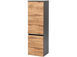Midischrank WELLTIME "Kaunas", grau (wotaneiche, grafitgrau), B:40cm H:130cm T:35cm, Holzwerkstoff, Schränke, Midischrank, 40 cm breit, Soft-Close-Funktion