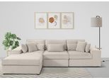 Ecksofa OTTO HOME "Florid L-Form", beige, B:280cm H:75cm T:162cm, Baumwollmix (60% Baumwolle/40% Leinen);Struktur fein (100% Polyester);Samtoptik (100% Polyester);Samtvelours (100% Polyester);Struktur (100% Polyester);Struktur recycelt (100% recyceltes Polyester), Sofas, Ecksofa, 3 Teile, bestehend aus Modulen, viele Bezugsqualitäten, auch in Cord