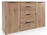Kombikommode WIMEX "Level by fresh to go", braun (plankeneiche nachbildung), B:135cm H:84cm T:41cm, Holzwerkstoff, Sideboards, Kombikommode, 2-türig mit 4 Schubladen, soft-close Funktion, 135cm breit, 84cm hoch