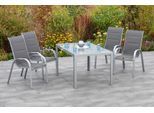 Garten-Essgruppe MERXX "Amalfi di lusso", grau (grau, grau), B:56,5cm H:104cm T:77cm, Aluminium, Polyester, Sitzmöbel-Sets, Garten-Essgruppe, Alu/Textil