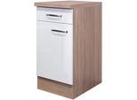 Unterschrank FLEX-WELL "Florenz", weiß (hochglanz weiß, sonoma eiche), B:40cm H:86cm T:57cm, Holzwerkstoff, Schränke, Unterschrank, (B x H x T) 40 x 86 x 60 cm