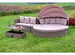 Garten-Essgruppe MERXX "Riva", beige (natur, natur, natur), B:180cm H:147cm T:183cm, Aluminium, Kunststoff, Polyester, Sitzmöbel-Sets, Garten-Essgruppe, Insel, mit Riva Erweiterungsset