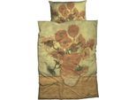 Bettwäsche GOEBEL "Sonnenblume", gelb (sonnengelb), B/L: 155cm x 220cm, 1 Stk., 1 Stk., Satin, B/L: 80cm x 80cm, Satin, Obermaterial: 100% Baumwolle, Bettwäsche, Bettwäsche, mit floralem Dessin
