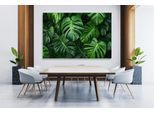 XXL-Wandbild QUEENCE "Akustikbild Monstera Blätter Pflanze", farbe bild(er): grün, B:150cm H:100cm T:2,5cm, Polyester, Bilder, XXL-Wandbild, Einfache Akustiklösung ohne Baumaßnahme, Schalldämmung, Paneele