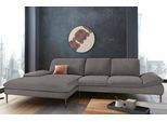 Ecksofa W.SCHILLIG "enjoy&MORE, Designsofa, bequem, elegant und zeitlos, L-Form", grau (grau r66), B:340cm H:87cm T:185cm, Chenille-Flachgewebe R66 (85% Polyester, 15% Nylon);Longlife Xtra-Leder Z59: Glattleder mit modischer Prägung. Hautstärke 0, 9 - 1, 1 mm;Stoff S37 (100% Polyester), Sofas, Ecksofa, Sitztiefenverstellung, Füße bronze pulverbeschichtet, Breite 340 cm