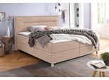Boxspringbett MAINTAL, beige, Liegefläche B/L: 160cm x 200cm, H3, Bonnell-Federkernmatratze, Bezug: Strukturstoff aus 100% Polyester;Bezug der Spiegelfläche Matratzendrell aus 100% Polyester;Bezug des Toppers: 100% Polyester, Komplettbetten, Boxspringbett, inkl. Topper