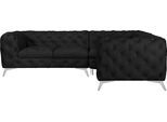 Chesterfield-Sofa HOME AFFAIRE "Ecksofa GLYNIS L-Form mit Wellenunterfederung, Maße B/T/H 323/264/75cm", grau (charcoal), B:323cm H:75cm T:264cm, Struktur (100% Polyester);Samtoptik (100% Polyester), Sofas, Chesterfield-Sofa, aufwändige Knopfheftung, moderne Chesterfield Optik, Fußfarbe wählbar