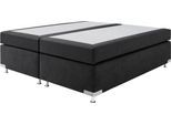 Boxspringbett "Holland", schwarz, B:202cm L:201cm, Microvelours (100% Polyester), WESTFALIA SCHLAFKOMFORT, Komplettbetten, Boxspringbett, ohne Kopfteil, frei im Raum stellbar