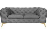 Chesterfield-Sofa HOME AFFAIRE "Glynis", grau (hellgrau), B:185cm H:75cm T:99cm, Struktur (100% Polyester);Samtoptik (100% Polyester), Sofas, Chesterfield-Sofa, aufwändige Knopfheftung, moderne Chesterfield Optik, Fußfarbe wählbar