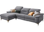 Ecksofa HOME AFFAIRE "Basel L-Form", grau (hellgrau), B:280cm H:84cm T:184cm, Luxus-Mikrofaser Lederoptik: 100% Polyester, ;Struktur: 85% Polyester, 15% Viskose, Sofas, Ecksofa, mit vollmotorischer Relaxfunktion und motorischer Recamiere