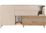 Sideboard HOME AFFAIRE "Monaco in Breite 181 cm, Anrichte mit Tür, Klappe und 2 Schubkästen", weiß (cashmere, eiche cadiz nb), B:181cm H:94cm T:42cm, Sideboards, Sideboard, Stauraumschrank – sanftes Schließen, edles Design, viel Platz