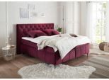 Boxspringbett ED EXCITING DESIGN "Pembroke", rot (burgund salvador 06 burgund), B:200cm L:210cm, 100% Polyester, Komplettbetten, Boxspringbett, inkl. Topper