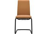 Polsterstuhl STRESSLESS "Laurel", braun (new caramel batick, schwarz matt), B:53cm H:92cm T:59cm, Leder BATICK: BATICK ist ein leicht korrigiertes, durchgefärbtes und genarbtes Möbelleder, bei dem die meisten Unebenheiten und Spuren in der Regel entfernt wurden., Stühle, Polsterstuhl, Low Back, Größe M, mit Beinen aus Stahl in Schwarz matt