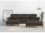 Ecksofa HOME AFFAIRE "Fjord L-Form", grau (anthrazit), B:324cm H:93cm T:184cm, 100% Polyester, Sofas, Ecksofa, massiv, wahlweise mit Armlehnfunktion, Kopf- Sitztiefenverstellung