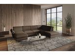 Wohnlandschaft HOME AFFAIRE "Calypso U-Form", braun (dunkelbraun), B:334cm H:85cm T:227cm, 100%Polyester, Sofas, Wohnlandschaft, wahlweise mit motorischer Relaxfunktion