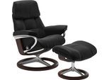 Relaxsessel STRESSLESS "Ruby", schwarz (schwarz paloma), B:78cm H:100cm T:76cm, Leder PALOMA: durchgefärbtes Semianilin-Möbelleder;Leder BATICK: durchgefärbtes und genarbtes Möbelleder, Sessel, Relaxsessel, mit Signature Base, Größe M, Gestell Eiche, Wenge, Braun & Schwarz