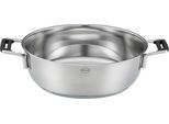 Servierpfanne RÖSLE "Silence Pro", silber (silberfarben, schwarz), B:29,5cm H:14cm L:39cm Ø:28cm, Pfannen, Servierpfanne, natürliche Quarzversiegelung ohne PTFE/PFAS