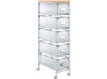 Rollwagen HEINE HOME, weiß (weiß, natur), B:23,5cm H:96cm T:32,5cm, MDF, Metall, Rollwagen, Rollwagen