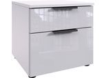 Nachtkommode WIMEX "Level36 black C by fresh to go", weiß (weiß, glas weiß), B:41cm H:39cm T:41cm, Holzwerkstoff, Sideboards, Nachtkommode, Nachttisch mit Glaselementen auf der Front, soft-close Funktion