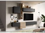 Wohnwand HOME AFFAIRE "Infinity, 6tlg. Breite 262 cm, Höhe variabel, Schrankwand, Anbauwand", schwarz (eiche cadiz nb, lava), B:262cm H:220cm T:30cm, Kastenmöbel-Sets, Wohnwand, (Lowboard hängend, 2x Hängeschrank, 2x Hängewürfel, Wandregal)
