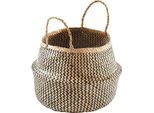 Aufbewahrungskorb LOCKER, schwarz, B:42cm H:48cm T:42cm, Geflecht Seegras, Aufbewahrungsboxen, Aufbewahrungskorb