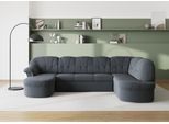 Wohnlandschaft DOMO COLLECTION "Pegnitz, zeitlos&modern, elegante Rückensteppung, Breite 292cm, U-Form", grau (dunkelgrau), B:292cm H:82cm T:180cm, 92% Polyester, 8% Nylon, Sofas, Wohnlandschaft, wahlweise mit Bettfunktion