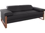 2-Sitzer W.SCHILLIG "finn", schwarz (schwarz z59), B:210cm H:71cm T:106cm, Flachgewebe S22 (100% Polyester);Stoff S37 (100% Polyester);Longlife Xtra-Leder Z59: Glattleder mit modischer Prägung. Hautstärke 0, 9 - 1, 1 mm, Sofas, 2-Sitzer, German Design Award 2016, Fußgestell Nussbaum natur, Breite 210 cm