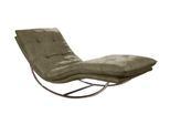Relaxliege W.SCHILLIG "daily dreams", grün (camouflage z69), B:75cm H:85cm T:169cm, Longlife Xtra-Leder Z69: Das feinnarbige, gedeckte Softleder Z69 besticht durch seine außergewöhnliche Weichheit im trendigen »Vintage-Look«, Hautstärke 0, 9 - 1, 1 mm, Sofas, Relaxliege, in Waffelkissen-Optik, Schaukelgestell Chrom glänzend, in 2 Breiten