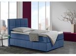 Boxspringbett HOME AFFAIRE "Casano", blau (denimblau), B:112cm L:215cm, Strukturstoff-Bezug (100% Polyester), Komplettbetten, Boxspringbett, mit feiner Steppung, in 3 Matratzenarten, 2 Härtegraden und 5 Farben