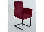 Freischwinger K+W KOMFORT & WOHNEN "6502", rot (bordo, schwarz), B:61cm H:90cm T:62cm, Stühle, Freischwinger, Freischwinger mit Armlehnen, Flachstahlkufe in schwarz