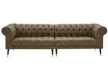 Chesterfield-Sofa HOME AFFAIRE "Tinnum", grün (olive), B:263cm H:77cm T:87cm, Luxus-Microfaser Vintageoptik (66% PU, 27% Polyester, 7% Baumwolle);Struktur weich( 97% Polyester, 3% Polyacryl), Sofas, Chesterfield-Sofa