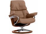 Relaxsessel STRESSLESS "Ruby", braun (copper paloma), B:76cm H:100cm T:75cm, Leder PALOMA: durchgefärbtes Semianilin-Möbelleder;Leder BATICK: durchgefärbtes und genarbtes Möbelleder, Sessel, Relaxsessel, mit Signature Base, Größe S, Gestell Eiche, Wenge, Braun & Schwarz