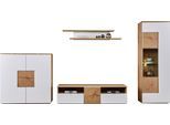 Wohnwand VOGL MÖBELFABRIK, weiß (wildeiche, weiß), MDF, Kastenmöbel-Sets, Wohnwand