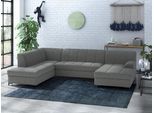 Wohnlandschaft HOME AFFAIRE "Balme, moderne Formensprache, zeitloses Design, U-Form", grau (stone), B:297cm H:75cm T:195cm, 95% Polyester, 5% Nylon, Sofas, Wohnlandschaft, Inkl. Zierkissen, wahlweise mit Bettfunktion