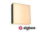 LED Außen-Wandleuchte PAULMANN "Azalena IP44 250x97mm 8,5W 700lm 230V Kunststoff, Aluminium", grau (anthrazit), B:25cm H:25cm T:9,7cm, Leuchten, LED Außen-Wandleuchte, Smart Home Zigbee 3.0 Bewegungsmelder mit Hochfrequenz-Sensor