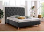 Polsterbett HOME AFFAIRE "Sunley 140", grau (schiefer), B:183cm L:210cm, Struktur (100% Polyester);Samtstoff (100% Polyester), Betten, Polsterbett, Kreuzsteppung, Kopfteilhöhe 142 cm, ohne oder mit Matratze/Lattenrost
