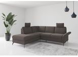 Ecksofa HOME AFFAIRE "Rochelle", grau (fango), B:240cm H:93cm T:216cm, 100% Polyester, Sofas, Ecksofa, wahlweise mit Bettfunktion, Bettkasten und Armteilverstellung